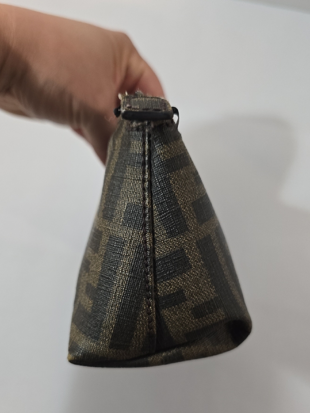 Fendi Brown Monogram Canvas Floral Zip Pouch - Picture 3 of 12